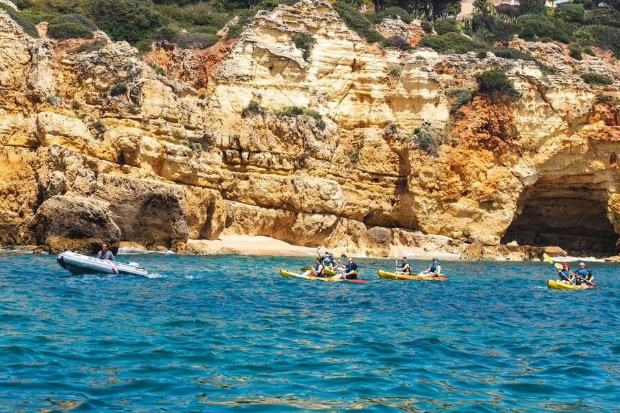 Albufeira: Algarve Kayak and Coastline Tour - The quiet beach and swimming stops