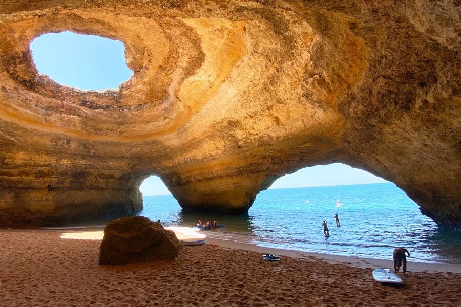 Albufeira: Benagil Caves & Dolphin Watching Speed Boat Tour - Entering Benagil Cave for a few minutes