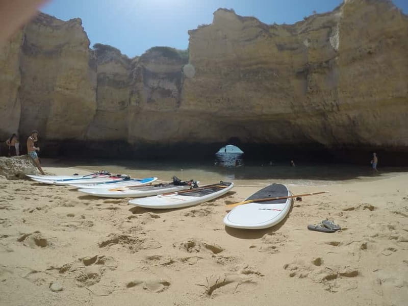Albufeira: Caves and cliffs Paddleboarding (SUP) Tour - Getting used to the board in open water
