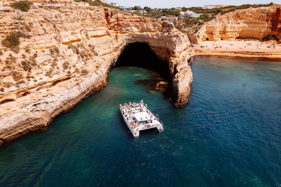 Albufeira: Caves and Coastline Catamaran Cruise to Benagil - A relaxed way to see the Algarve cliffs