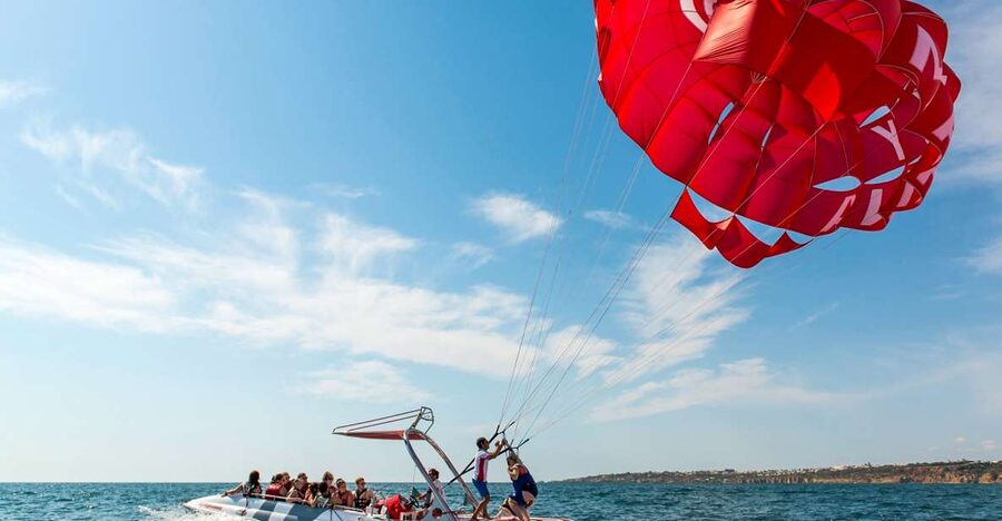 Albufeira: Single, Double or Triple Parasailing Tour - Rising above Albufeira on a parasail