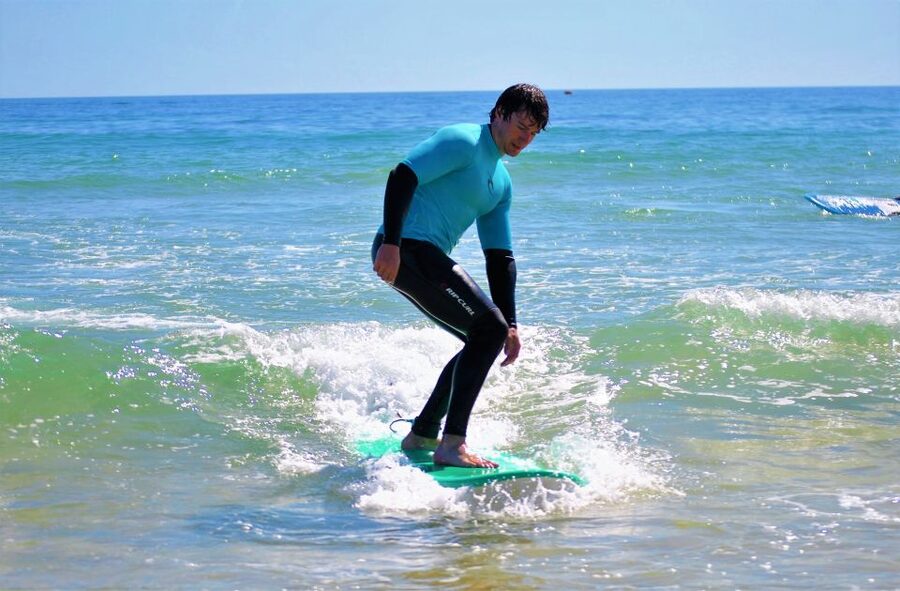 Albufeira: Surfing Lesson at Galé Beach - Catching the first wave at Galé Beach