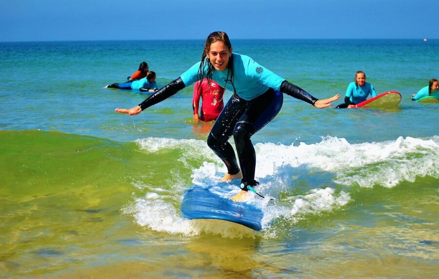 Albufeira: Surfing Lesson at Galé Beach - The warm-up makes the lesson safer