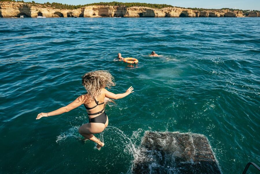 Algarve 3-Hour Caves and Coastline Boat Trip - The sea-swimming stop