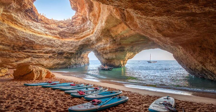 Algarve: Benagil Caves SUP Tour since 2016 - Entering Benagil Cave when conditions allow
