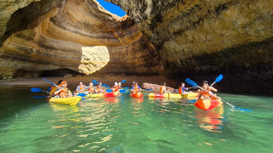 Benagil: Caves, Beaches, and Secret Spots Guided Kayak Tour - Meeting near O Litoral