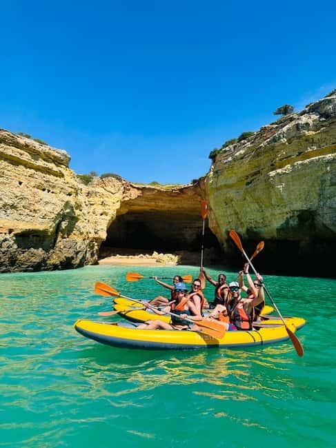 Benagil: Guided Kayak Tour inside caves and Praia da Marinha - Praia da Marinha and the mid-tour pause