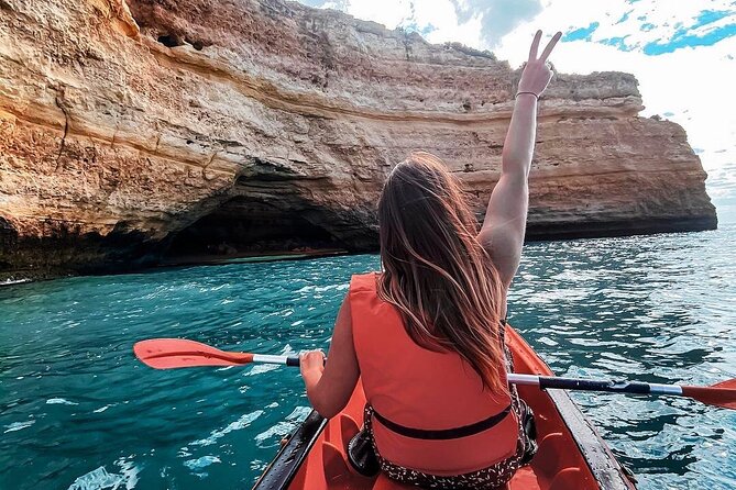 Benagil Kayak Guided Tour Secret Beaches and Caves 2h - Getting ready at Benagil Beach