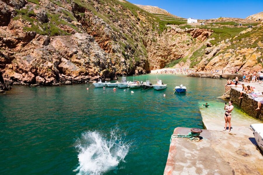 Berlengas The Atlantic Frontier: Day Tour from Lisbon - The small boat around the fort and caves