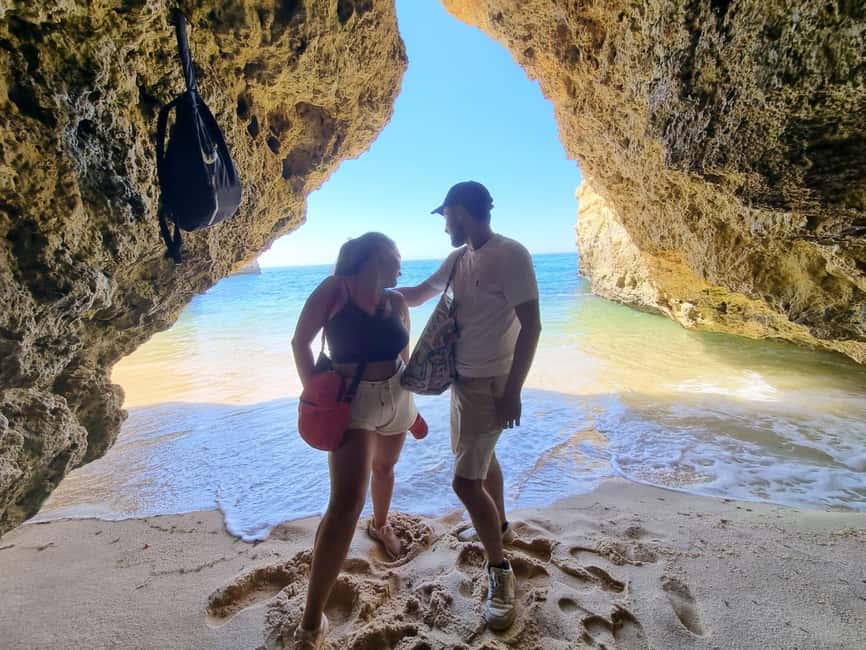 From Faro: 7 Valleys Hiking, Benagil Cave, & Snorkeling Tour - Marinha Beach and its heart-shaped arch