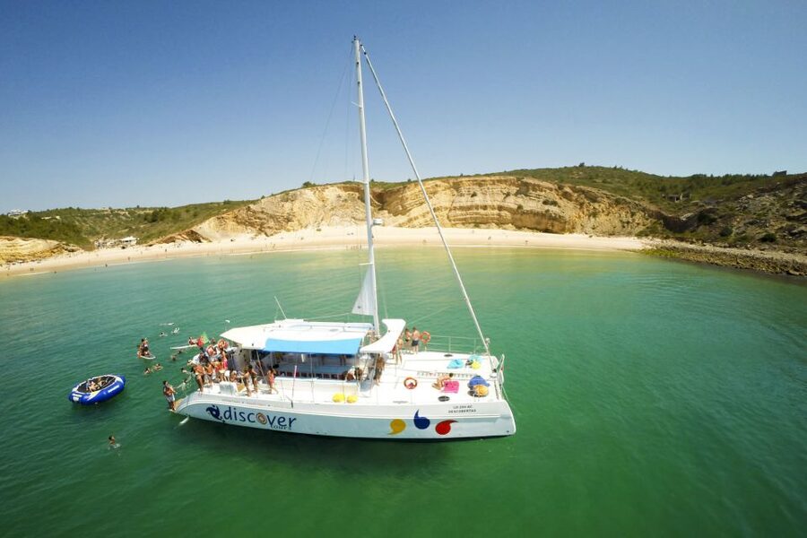 From Lagos: Algarve Cruise by Catamaran - Leaving Marina de Lagos for Ponta da Piedade