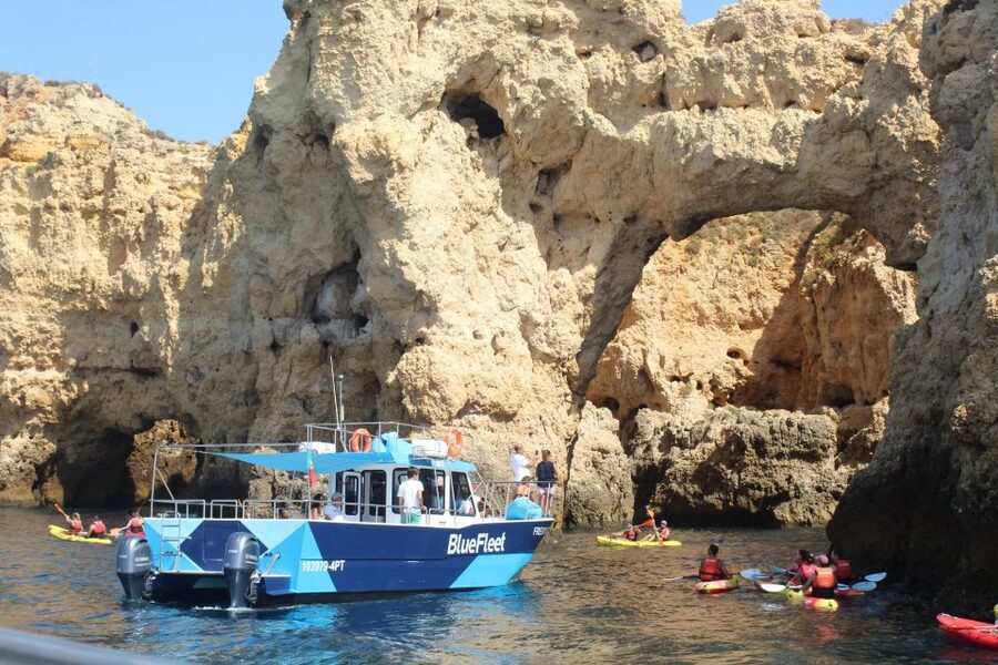 From Lagos: Kayak Experience in Ponta da Piedade - The support boat changes the experience