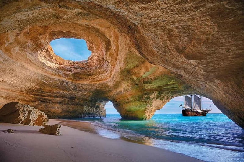 From Lisbon: Algarve, Benagil Sea Cave & Lagos Full-Day Tour - Benagil Cave from above, then from the water