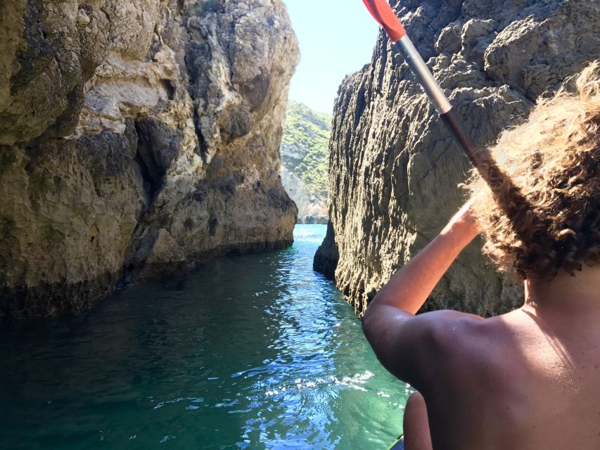 From Lisbon: Arrábida Natural Park Kayak Tour with Lunch - Launching the kayaks near Praia do Creiro