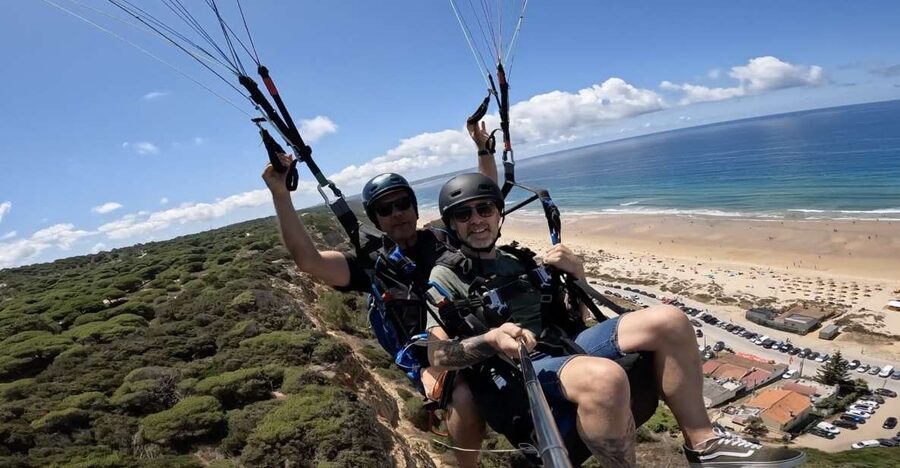 From Lisbon: Paragliding Tandem Flight - Taking off above Lisbon’s Atlantic coast