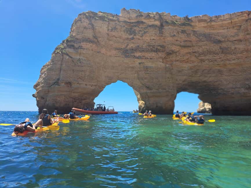 Lagoa: Benagil Caves and Wild Beaches Tour with Local Guide - Paddling along the golden Algarve cliffs