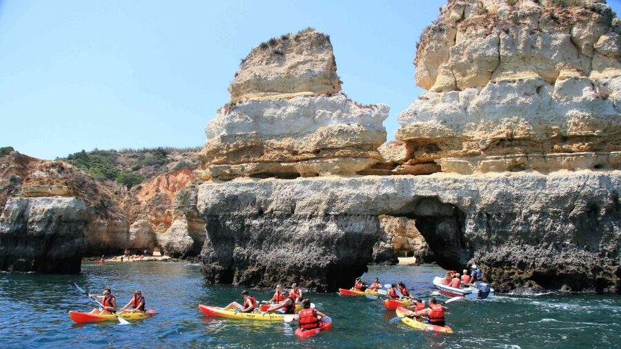 Lagos: Kayaking Tour - The catamaran rest and swim stop