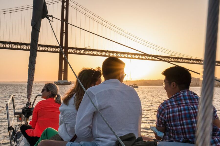 Lisbon: Daytime/Sunset/Night City Sailboat Tour with Drink - Turning toward central Lisbon