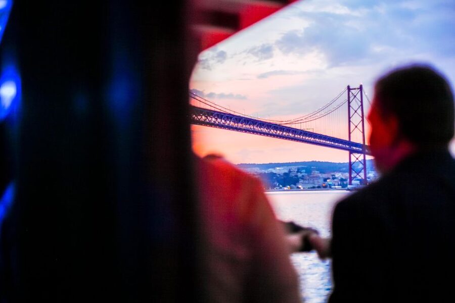Lisbon: Disco Night Cruise with DJ and Open Bar - Commerce Square from the water