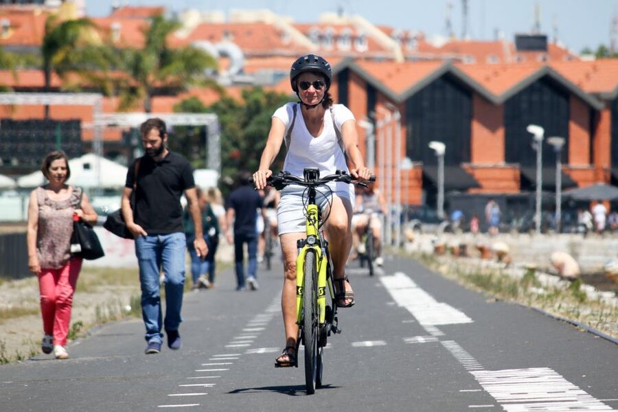 Lisbon: Guided Tour of Historic Belém by Electric Bike - The 25 de Abril Bridge from the riverfront