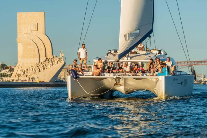 Lisbon: Sunset Catamaran Cruise with Drinks - Commerce Square and the central riverfront