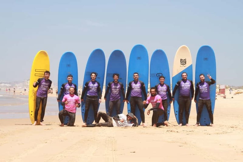 Lisbon: The Surf Instructor - surf lessons with transfer - Getting suited up with board, wetsuit, and shower