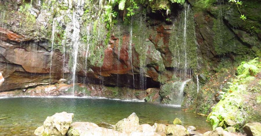 Madeira: Rabaçal, Risco and 25 Fontes Guided Hiking Tour - Following Levada do Risco to the waterfall