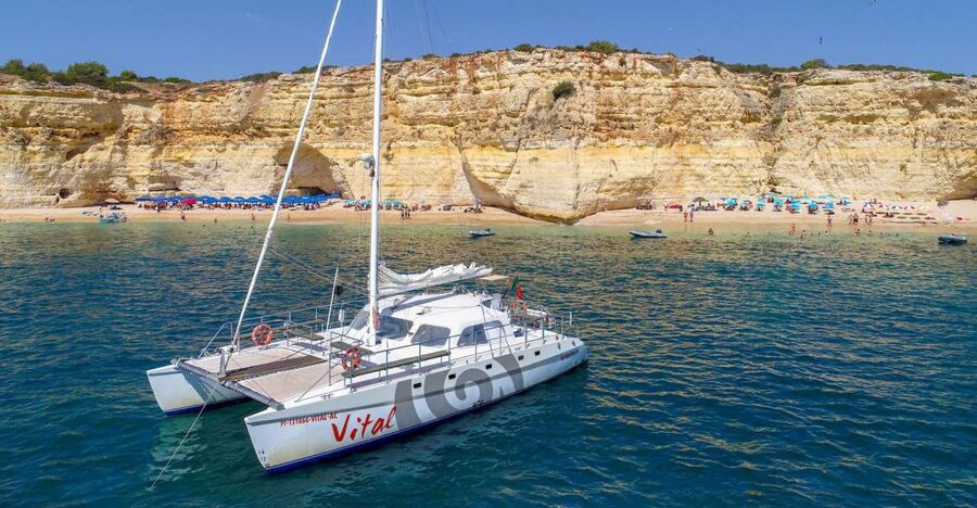 Vilamoura: Guided Sightseeing Cruise with Beach BBQ & Drinks - At a glance