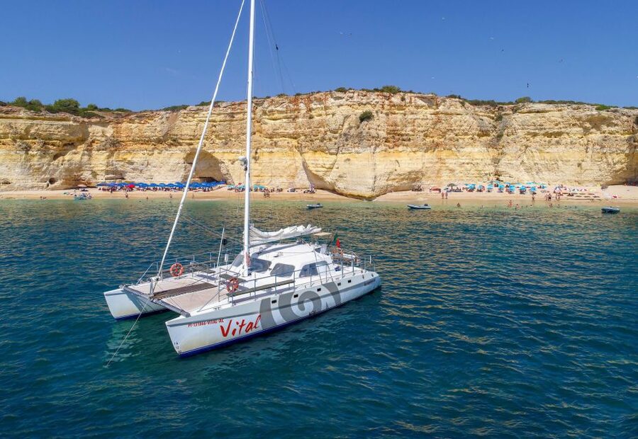 Vilamoura: Guided Sightseeing Cruise with Beach BBQ & Drinks - From Vilamoura Marina toward the Benagil coast